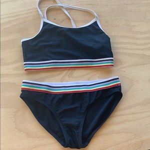 rainbow/ navy 2 piece bathing suit